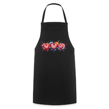 Love Text Hearts Shape Painting Print - Cooking Apron - black - Front - AI Model Male 185 dark (185cm)