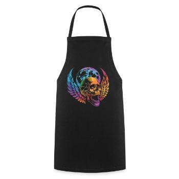 Chemise Aile de Crâne Gothique de Lune Colorée - Tablier de cuisine - noir - Devant - AI Model Male 185 dark (185cm)