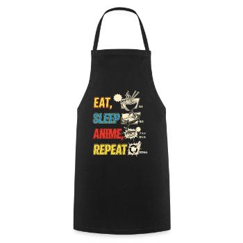 EAT SLEEP ANIME REPEAT - Cooking Apron - black - Front - AI Model Male 185 dark (185cm)