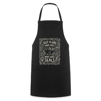 Motif La fille adore les phoques - Tablier de cuisine - noir - Devant - AI Model Male 185 dark (185cm)