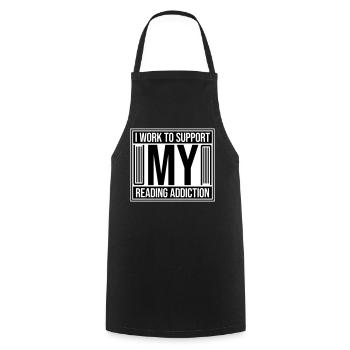 I Work To Support My Reading Addiction Books Logo - Cooking Apron - black - Front - AI Model Male 185 dark (185cm)