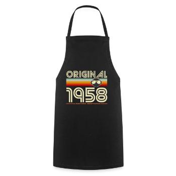 Original 1958 édition rétro - Tablier de cuisine - noir - Devant - AI Model Male 185 dark (185cm)