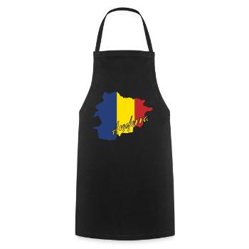 Karte mit der Flagge von Andorra, ich liebe Andorra - Kochschürze - Schwarz - Vorne - AI Model Male 185 dark (185cm)