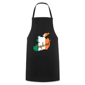 Carte avec le drapeau de l’Irlande, j’adore l’Irlande - Tablier de cuisine - noir - Devant - AI Model Male 185 dark (185cm)