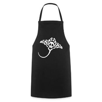 Raie Manta et crâne (blanc) - Tablier de cuisine - noir - Devant - AI Model Male 185 dark (185cm)