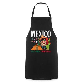 Fierté du Mexique & Maison Drapeau du Mexique - Tablier de cuisine - noir - Devant - AI Model Male 185 dark (185cm)