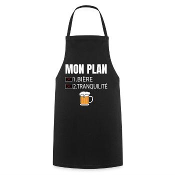 Mon Plan Bière et Tranquillité Humour - Tablier de cuisine - noir - Devant - AI Model Male 185 dark (185cm)
