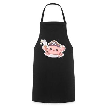 Pirate Crab with Sword - Cooking Apron - black - Front - AI Model Male 185 dark (185cm)