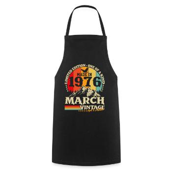 March 1976 Vintage Born Birthday Retro - Cooking Apron - black - Front - AI Model Male 185 dark (185cm)