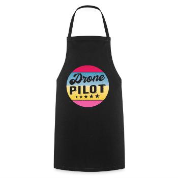Pilote de drone Insigne de gradient de pilote Drohnenpilot - Tablier de cuisine - noir - Devant - AI Model Male 185 dark (185cm)