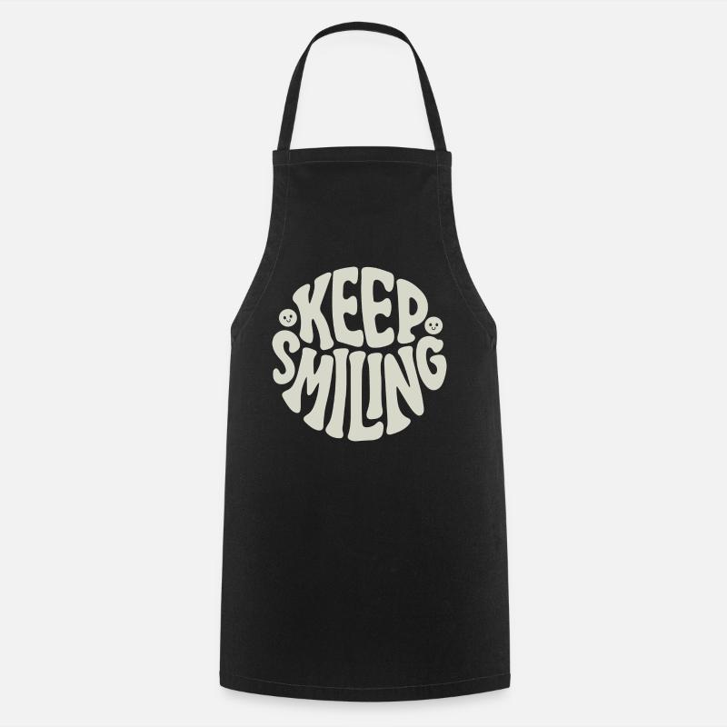 Keep Smiling Bold Typography Positive Quote - Kochschürze - Schwarz