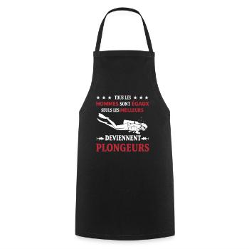 Plongeur Humour Tous les Hommes Sont Égaux Plongée - Tablier de cuisine - noir - Devant - AI Model Male 185 dark (185cm)