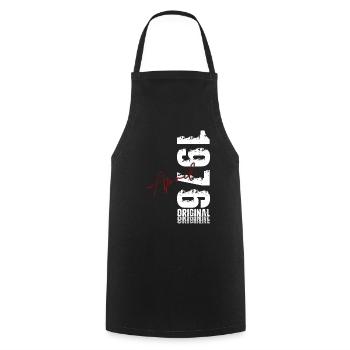 50th Birthday Gift Husband Original April 1976 - Cooking Apron - black - Front - AI Model Male 185 dark (185cm)