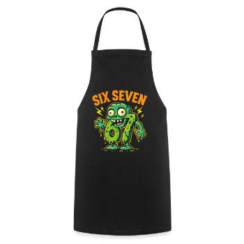 Six Seven 67 Humour d’horreur zombie Cerveau italien - Tablier de cuisine - noir - Devant - AI Model Male 185 dark (185cm)