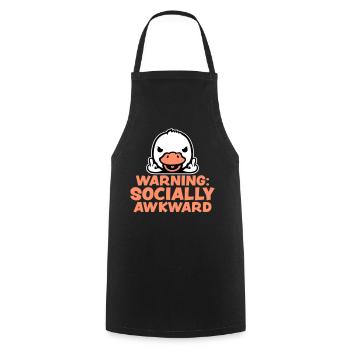 Warning Socially Awkward Ente Mittelfinger Vogel - Kochschürze - Schwarz - Vorne - AI Model Male 185 dark (185cm)