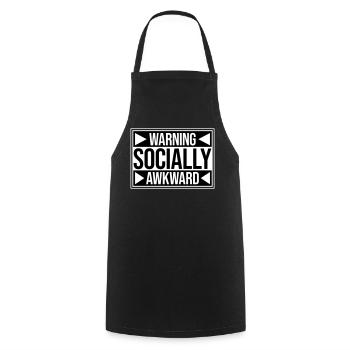 Warning Socially Awkward Lustig Sozial Unbeholfen - Kochschürze - Schwarz - Vorne - AI Model Male 185 dark (185cm)