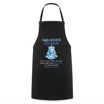 Aquarius Queen Sternzeichen Wassermann - Kochschürze - Schwarz - Vorne - AI Model Male 185 dark (185cm)