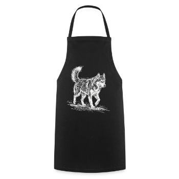 Husky Sketch White – Siberian Husky Design - Cooking Apron - black - Front - AI Model Male 185 dark (185cm)