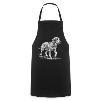 Dackel Sketch – Minimalistisches Hund Design - Kochschürze - Schwarz - Vorne - AI Model Male 185 dark (185cm)