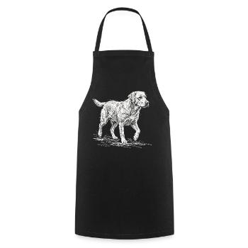 Labrador Sketch White – Minimalist Design - Cooking Apron - black - Front - AI Model Male 185 dark (185cm)