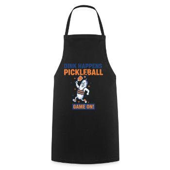 Pickleball-Dink passiert ein lustiges Spielerspiel - Kochschürze - Schwarz - Vorne - AI Model Male 185 dark (185cm)