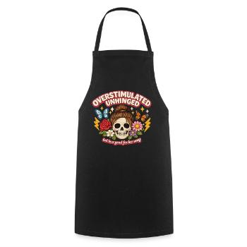 Überstimulierter Schädel mit Blumen Patch - Kochschürze - Schwarz - Vorne - AI Model Male 185 dark (185cm)