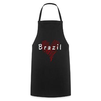 I love Brazil, heart Brazil - Cooking Apron - black - Front - AI Model Male 185 dark (185cm)