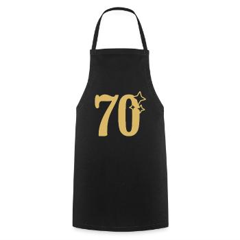 70th Birthday 70th Anniversary Gold Star - Cooking Apron - black - Front - AI Model Male 185 dark (185cm)