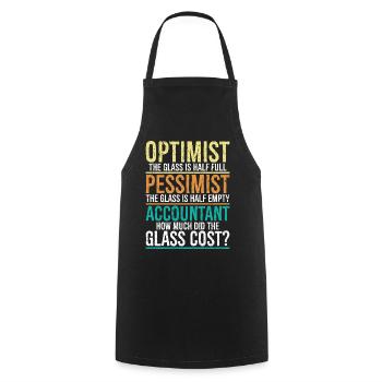 Optimist, das Glas ist halb voll, Pessimist. - Kochschürze - Schwarz - Vorne - AI Model Male 185 dark (185cm)