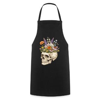 Skeleton Flower Nature Floral Gothic Fairycore - Cooking Apron - black - Front - AI Model Male 185 dark (185cm)