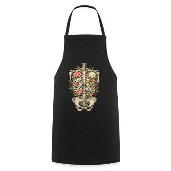 Skeleton Flower Nature Floral Gothic Fairycore - Cooking Apron - black - Front - AI Model Male 185 dark (185cm)