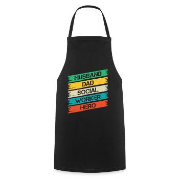 Social Worker Quote Husband Dad Hero Social Work - Cooking Apron - black - Front - AI Model Male 185 dark (185cm)