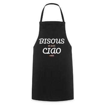 Bisous et Puis Ciao - Tablier de cuisine - noir - Devant - AI Model Male 185 dark (185cm)