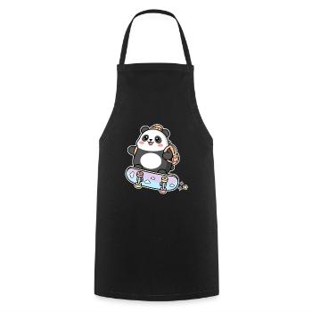 Skating Kawaii Panda Skateboard Ours Mignon - Tablier de cuisine - noir - Devant - AI Model Male 185 dark (185cm)