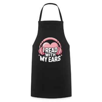 Amoureux des livres audio Cœur Livres Rat de bibliothèque Écouter - Tablier de cuisine - noir - Devant - AI Model Male 185 dark (185cm)