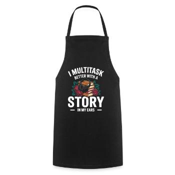 Livres audio Multitâche Histoires Livres Nerd - Tablier de cuisine - noir - Devant - AI Model Male 185 dark (185cm)