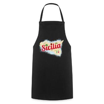 Sizilien Italien Vintage Insel Souvenir mit Fahne - Kochschürze - Schwarz - Vorne - AI Model Male 185 dark (185cm)