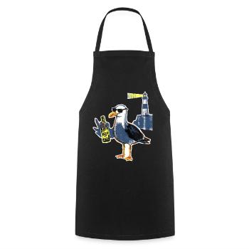 Bière Cool Seagull Lighthouse - Tablier de cuisine - noir - Devant - AI Model Male 185 dark (185cm)