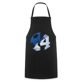 NON. 4 FOOTBALLEUR NUMÉRO 4 FOOTBALL 4E ANNIVERSAIRE - Tablier de cuisine - noir - Devant - AI Model Male 185 dark (185cm)