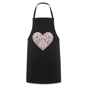 Pastellblumen Herzmotiv - Kochschürze - Schwarz - Vorne - AI Model Male 185 dark (185cm)