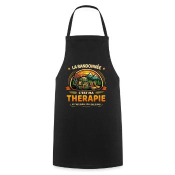 La randonnée c’est ma thérapie – humour - Tablier de cuisine - noir - Devant - AI Model Male 185 dark (185cm)