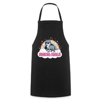 Sigma Male Wolf – Funny Meme Design - Cooking Apron - black - Front - AI Model Male 185 dark (185cm)