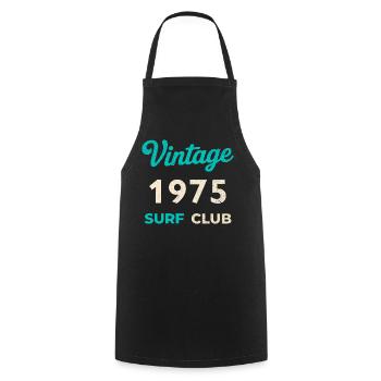 Cadeau vintage de l’année de naissance rétro du Surf Club 1975 - Tablier de cuisine - noir - Devant - AI Model Male 185 dark (185cm)