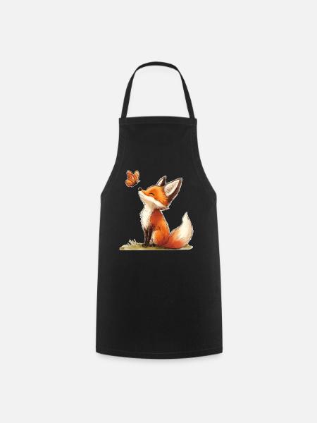 Fuchs mit Schmetterling - Kochschürze - Schwarz