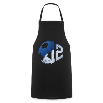 NO. 12 FOOTBALLER NUMBER 12 FOOTBALL 12TH BIRTHDAY - Cooking Apron - black - Front - AI Model Male 185 dark (185cm)