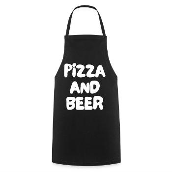 pizza and beer - Cooking Apron - black - Front - AI Model Male 185 dark (185cm)