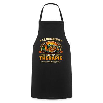 Le running c’est ma thérapie humour course à pied - Tablier de cuisine - noir - Devant - AI Model Male 185 dark (185cm)