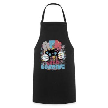 Life is Loading: Gaming Graffiti - Kochschürze - Schwarz - Vorne - AI Model Male 185 dark (185cm)