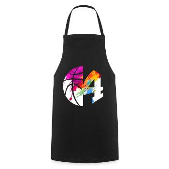 NR. 4 BASKETBALL NUMMER 4 BASKETBALL 4. GEBURTSTAG - Kochschürze - Schwarz - Vorne - AI Model Male 185 dark (185cm)