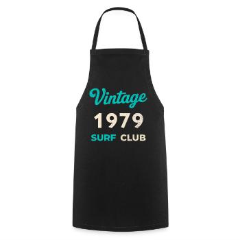 Cadeau vintage de l’année de naissance rétro du Surf Club 1979 - Tablier de cuisine - noir - Devant - AI Model Male 185 dark (185cm)